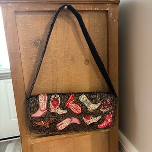 Never used beaded Western Boot Design Clutch